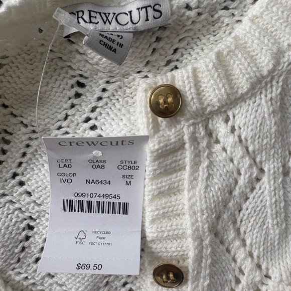 Girl’s Ivory Cropped Cardigan - Picture 4 of 6